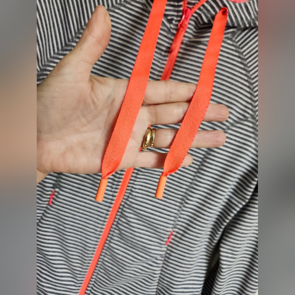 Nwot, Shambhala Striped Women's Hoodie with Orange Accents. - Picture 7 of 10
